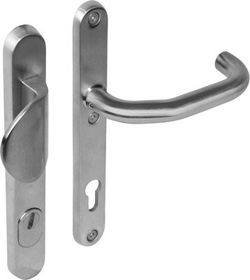 Intersteel Schutzbeschlag aus Edelstahl in Silber mit Kernziehschutz PZ 92 mm und Schmalgriff - Bild 1