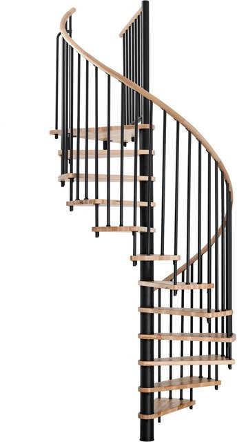 Minka Spindeltreppe Spiral aus Buche in Schwarz und Multicolour für eine Geschosshöhe bis 305,5 cm - Bild 1