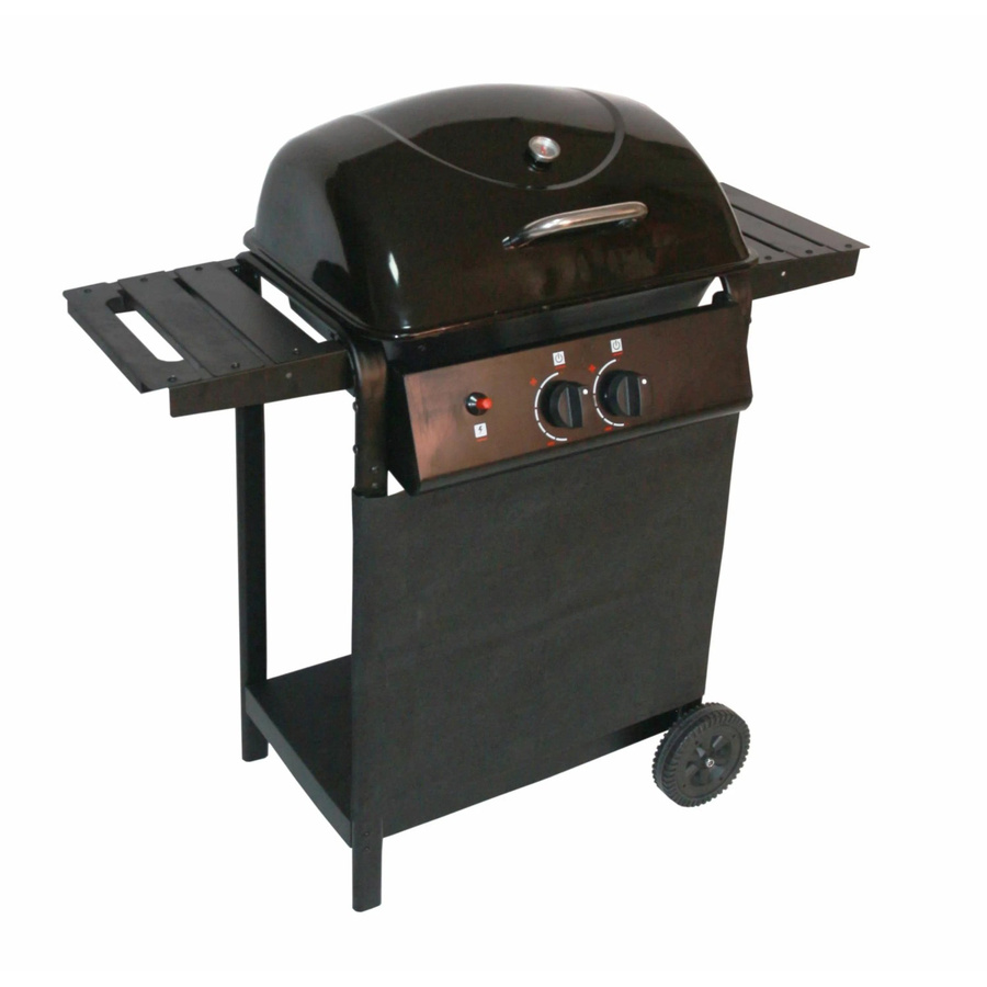 DELUKE Gasgrill CAMMI 2-Flammig in Schwarz aus Stahl mit Piezo Zündung, 2 Ablagen, integriertem Thermometer und verchromtem Grillrost - Bild 2