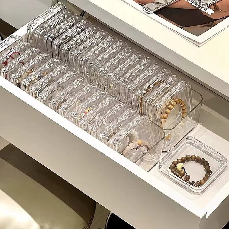 Yidensy Schmuck-Organizer-Boxen aus Kunststoff, 10 Stück, transparent, staubdichte Aufbewahrungsboxen für Armbänder, Ohrringe und Anhänger - Bild 3