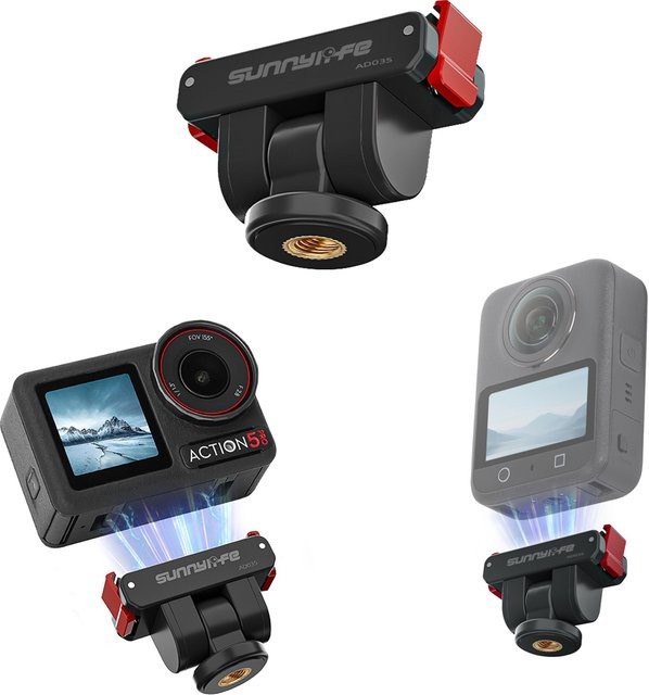 Magnetischer Adapter für DJI OSMO Action 5 Pro, 4, 3, 360 und Nano Schnellwechselhalterung mit 1/4 Zoll Schraubenerweiterung in Schwarz - Bild 1