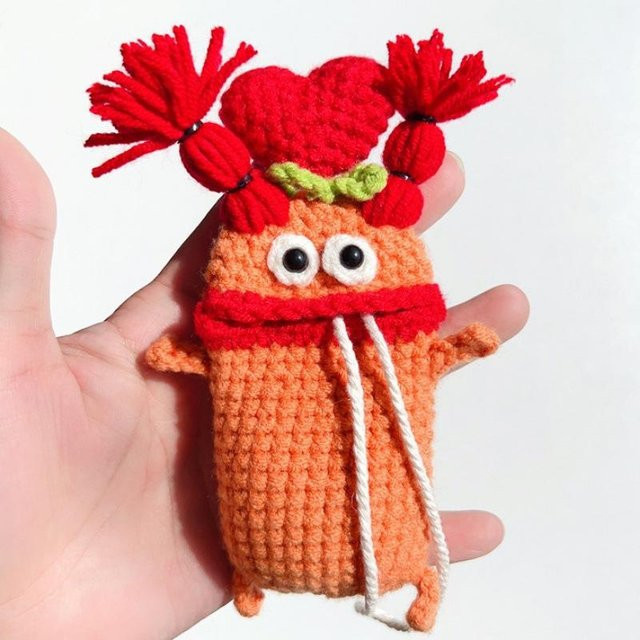 Schlüsselanhänger Wolle, Cartoon Wurstmund Monster, Unisex - Bild 1