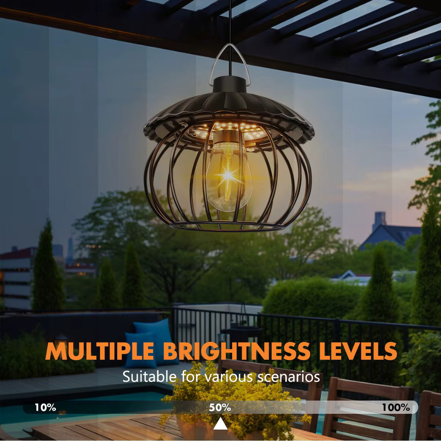Cosyhomes Solar Garten Hängelampe LED Außenleuchte aus Metall in Schwarz mit Fernbedienung, Dimmfunktion und Timer für Terrasse und Balkon - Bild 3