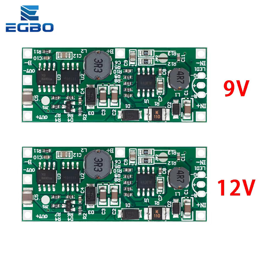 EGBO Step Up Booster Modul DC 5V-12V zu 9V/12V für 18650 Lithium Batterien, UPS Spannungsschutz Konverter für Ladung und Entladung, Farbe: Grün - Bild 3