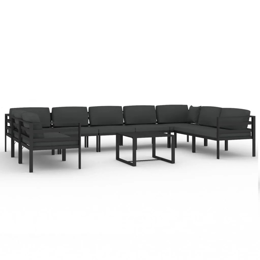 vidaXL 10-tlg. Garten-Lounge-Set aus Aluminium mit Kissen in Anthrazit - Bild 2