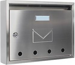 Rottner Briefkasten Imola aus Edelstahl in Silber zur Wandmontage mit Sichtfenster, Namensschild und Zylinderschloss, B: 32 cm, T: 6 cm, H: 24 cm - Bild 1