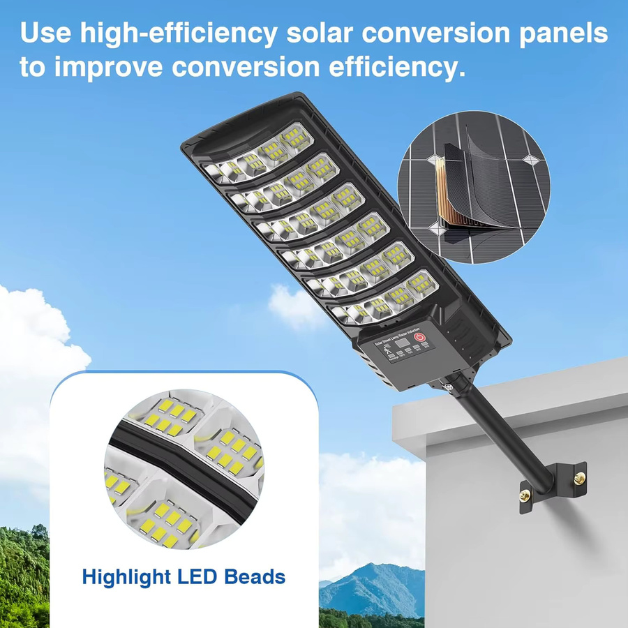 YQCHEZI 2er-Pack Solar-LED-Flutlicht mit Bewegungssensor in Schwarz für den Außenbereich - Bild 4