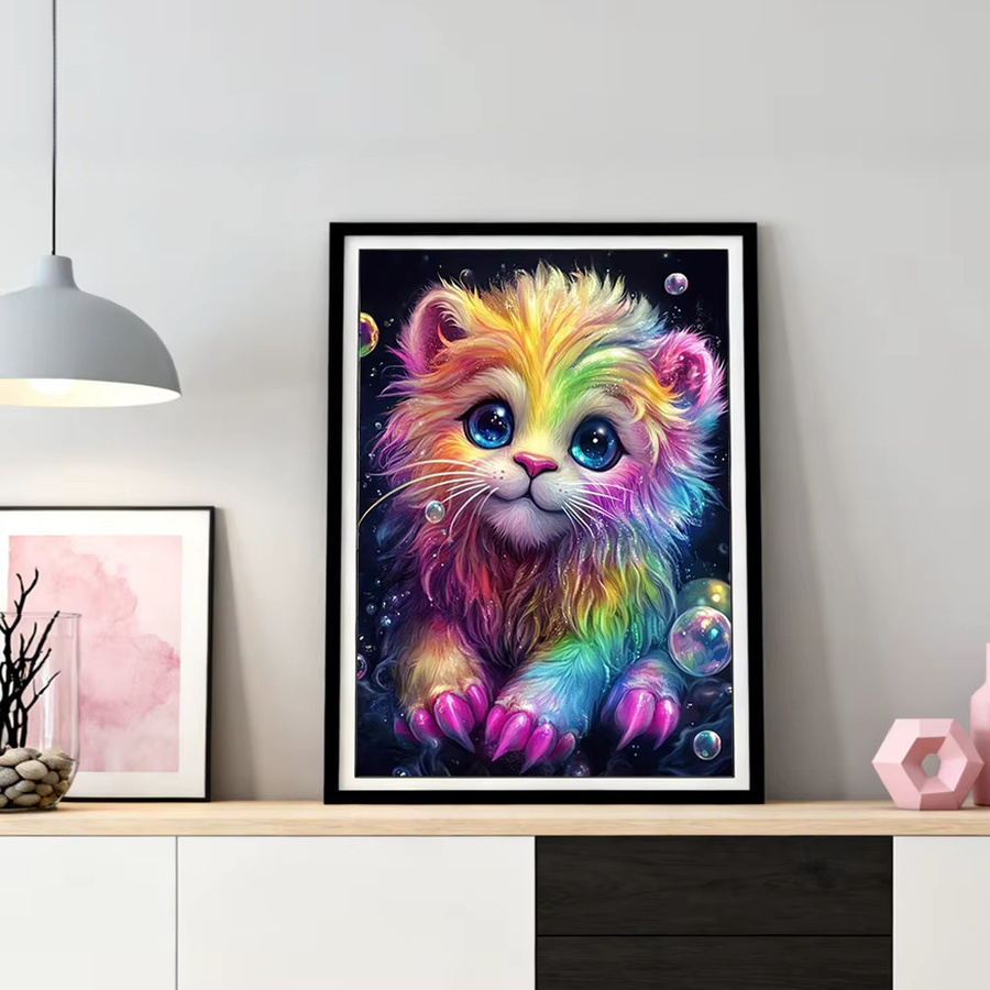 HUACAN Diamond Painting Set Löwe Buntes Tier-Mosaik mit runden Diamanten in Multicolour, Breite: 20 cm, Höhe: 30 cm - Bild 2