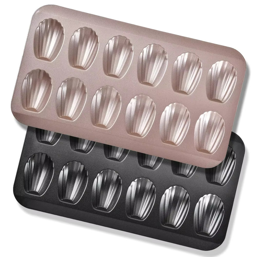 AJOYOUS Madeleine-Pfanne mit 12 Muschelformen und Ölpinsel, antihaftbeschichtetes Backblech in Schwarz - Bild 6