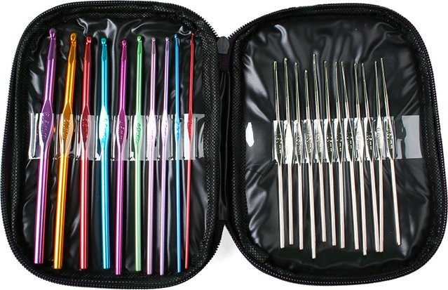 22-teiliges Häkelset aus Aluminium in Multicolor mit Etui für zum Selbermachen und Stricken - Bild 1