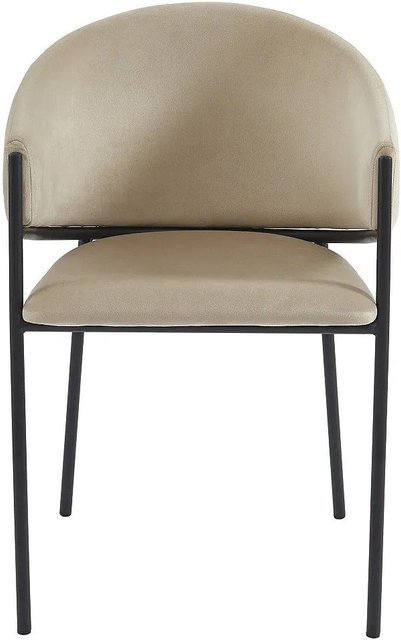 Vente-unique Stuhl Ordida in Beige mit Samtbezug und Armlehnen aus Metall, Breite: 53 cm, Tiefe: 53 cm, Höhe: 53 cm - Bild 1