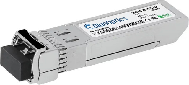 BlueOptics SFP+ Transceiver BO35J856S3D kompatibel mit Lenovo 4TC7A78615, LC-Duplex, 10GBASE-SR, Multimode Fiber, 850nm, 300m, DDM, Silber - Bild 1