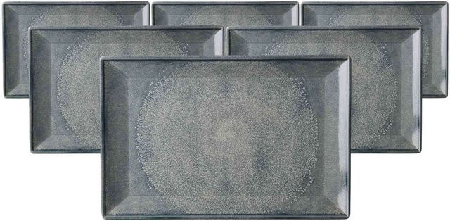 Ritzenhoff & Breker Servierplatten Grana aus Keramik, Grau, 6er Set, B: 34 cm, T: 23 cm - Bild 1