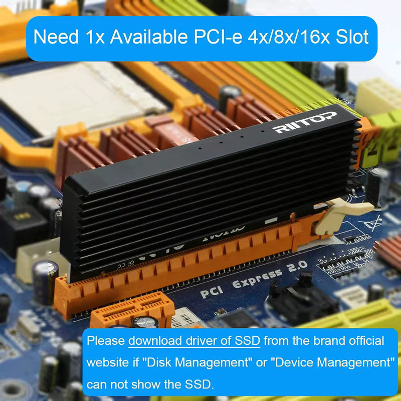 Ninth World NVMe M.2 Adapter M Key auf PCI-e 3.0 Konverter Karte für SSD 2230 2242 2260 2280 in Schwarz - Bild 5