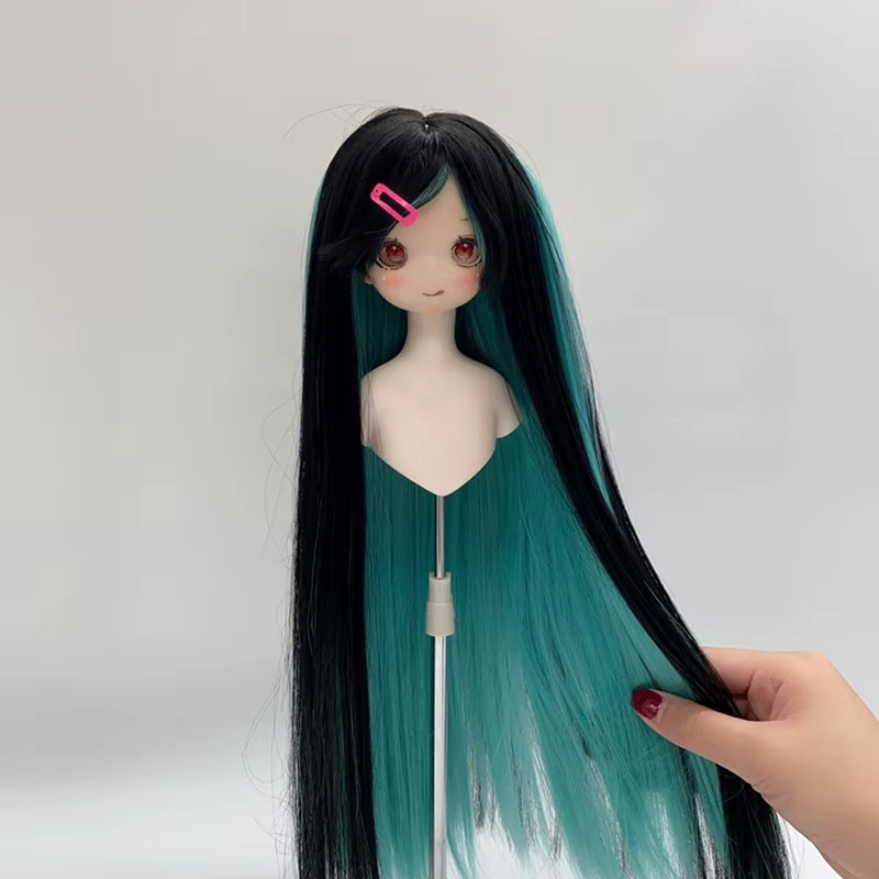 fradoo Bjd Puppe Perücke, Anime Puppe Dress Up Zubehör, Bicolor Lange Gerade Perücke, Bunt / Mehrfarbig - Bild 3