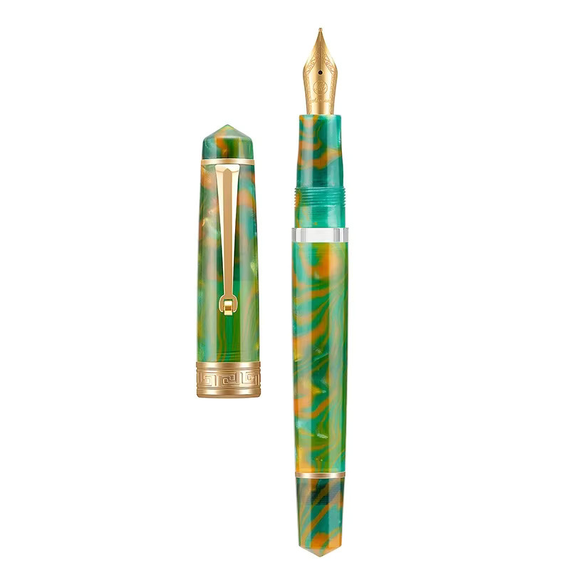 Asvine P20 Füllfederhalter mit Kolbenfüllung aus Acryl in Multicolour mit goldenem Clip und EF/F/M-Feder - Bild 2