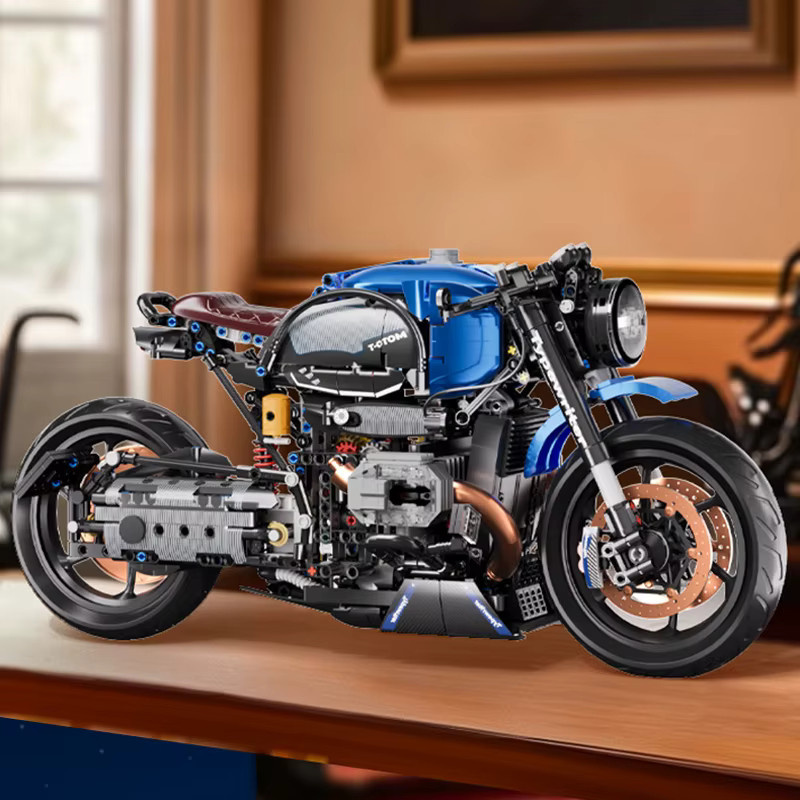 GUCAA Technisches 1:5 Motorrad Modellbausatz aus Bausteinen in Blau - Bild 4