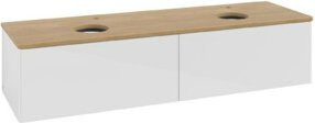V&B Waschtischunterschrank Antao ohne Frontstruktur in Eiche Honig und Weiß Lack, B/T: 160 x 50 cm - Bild 1