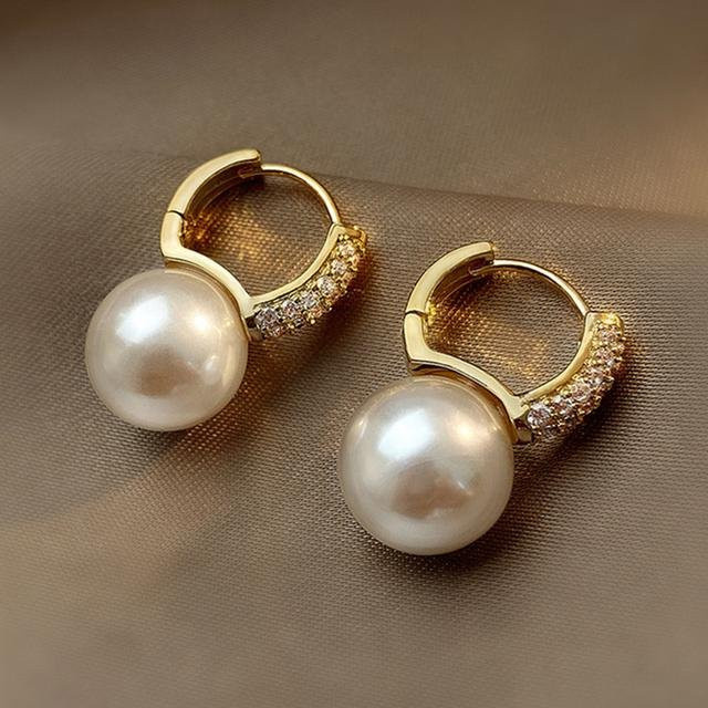 Wucifang Jewelry Ohrringe, Perle, Zirkon, Gold, braun, Damen - Bild 1