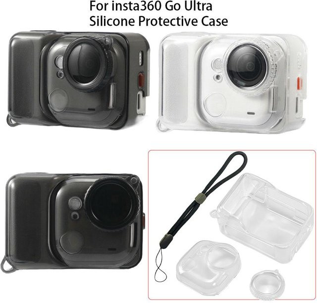 Transparente Schutzhülle für Insta360 Go mit Objektivdeckel und Trageband - Bild 1