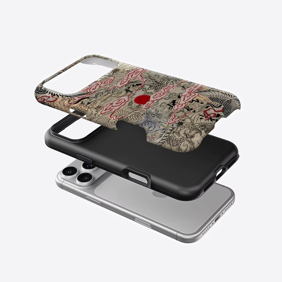 Potdemiel Handyhülle mit Oriental Tattoo Motiv für iPhone 17 16 15 14 13 Pro Max Plus, magnetisches Double-Layer Tough Case, Multicolour - Bild 2