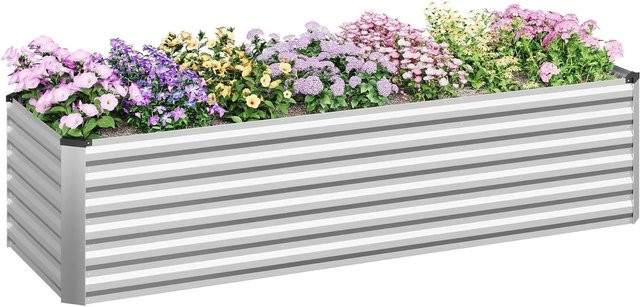 WOLTU Hochbeet aus Stahlblech in Silber, Pflanzkasten für Garten, Balkon und Terrasse, B/T/H: 238 x 56 x 80 cm - Bild 1