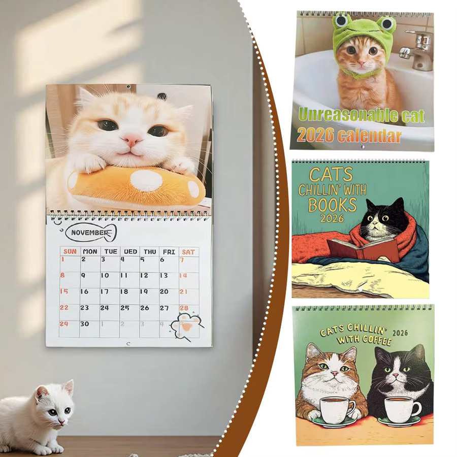 Wandkalender 2026 mit Katzenmotiven für 12 Monate, bunter Planer und Organizer für Zuhause oder Büro - Bild 2