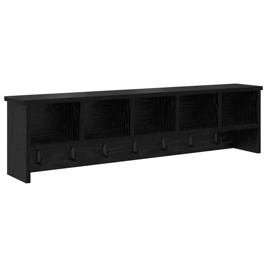 vidaXL Wandmontierter Kleiderständer mit Regal in Schwarz und Eichen-Optik - Bild 2