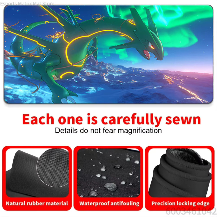 Potdemiel Gaming-Mauspad Anime Pokemon Rayquaza, wasserdicht und rutschfest, Schreibtischunterlage in Multicolour - Bild 4