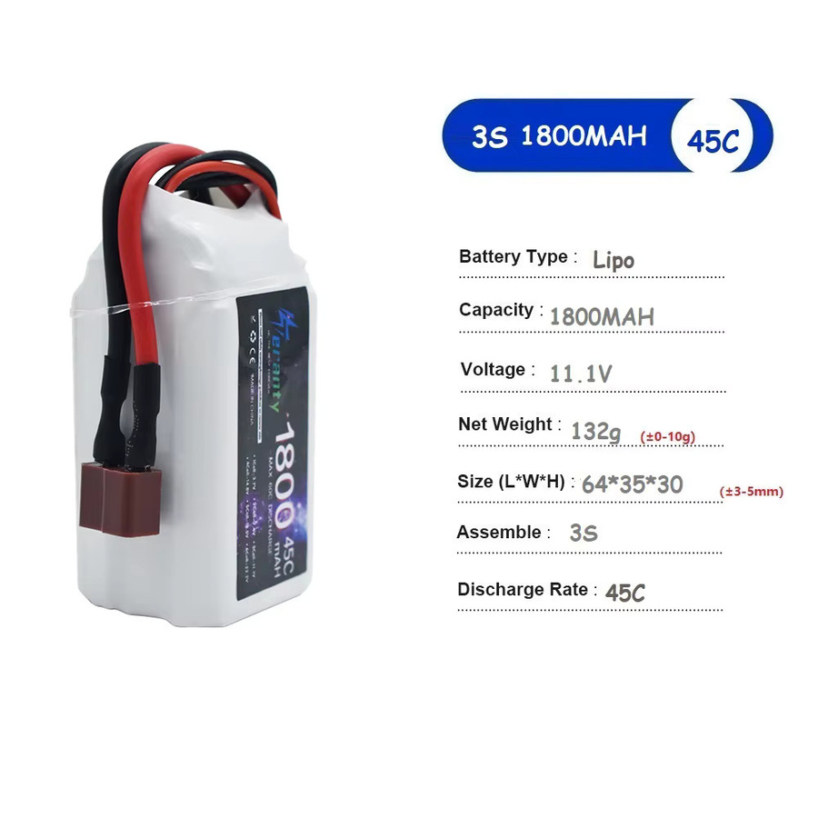 TERFPV LiPo Batterie 3S 11,1 V für RC Auto und FPV Racing Drone mit Deans T oder XT60 Stecker - Bild 2