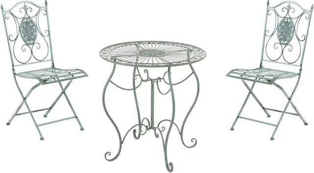 DELUKE Bistroset RIZAR Gartenmöbelset für 2 Personen aus Metall in Antik-Grün - Bild 1
