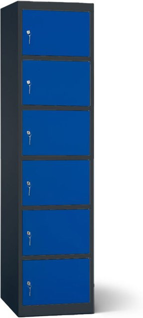 rotstahl Akku-Ladeschrank mit 6 Fächern in Anthrazitgrau und Dunkelblau, B: 45 cm, H: 180 cm - Bild 1