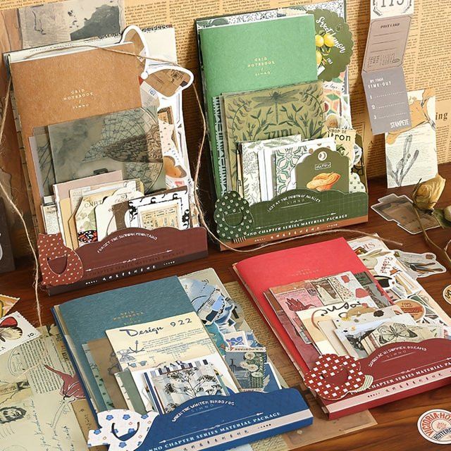 Journamm DIY Scrapbooking Set mit 86 Stück Bastelmaterialien für Collage und Junk Journal in Blau und Mehrfarbig - Bild 1