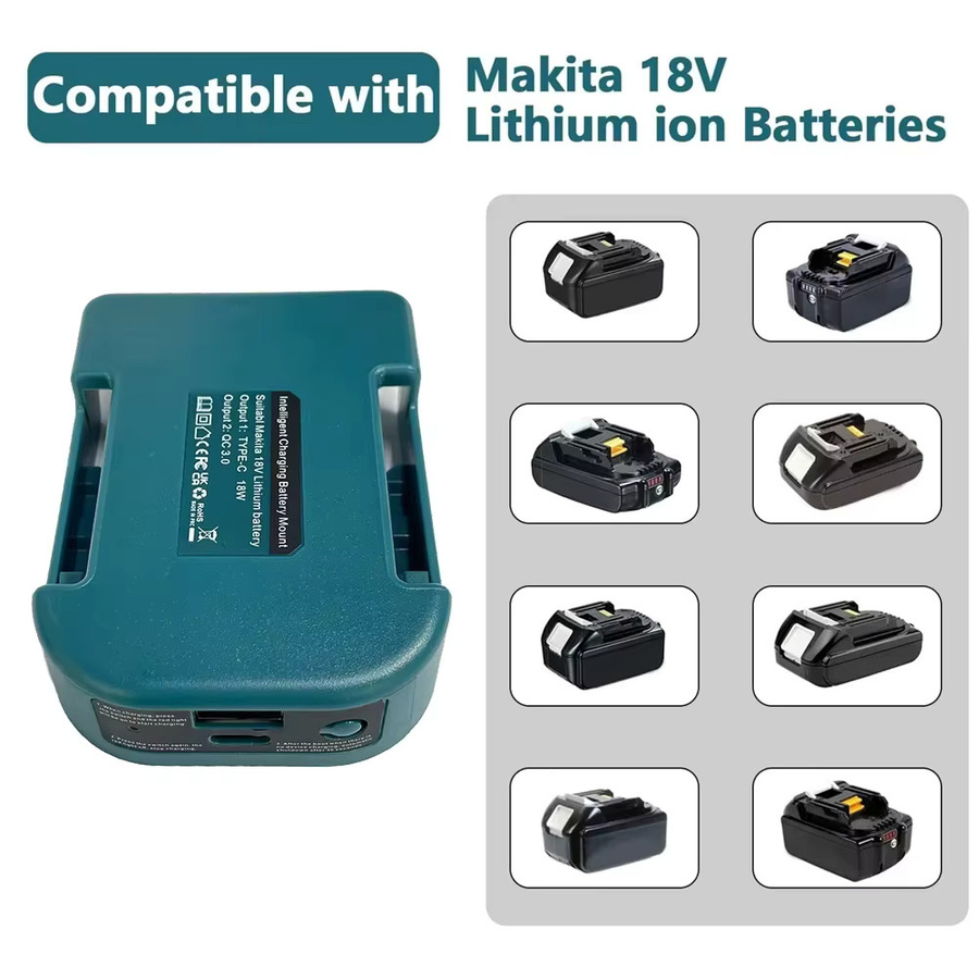 Batteriehalter und Batterieadapter für Makita 18 V Li-Ionen-Akkus mit blauer Gürtelschnalle, passend für BL1815, BL1840, BL1850 und BL1860 - Bild 4