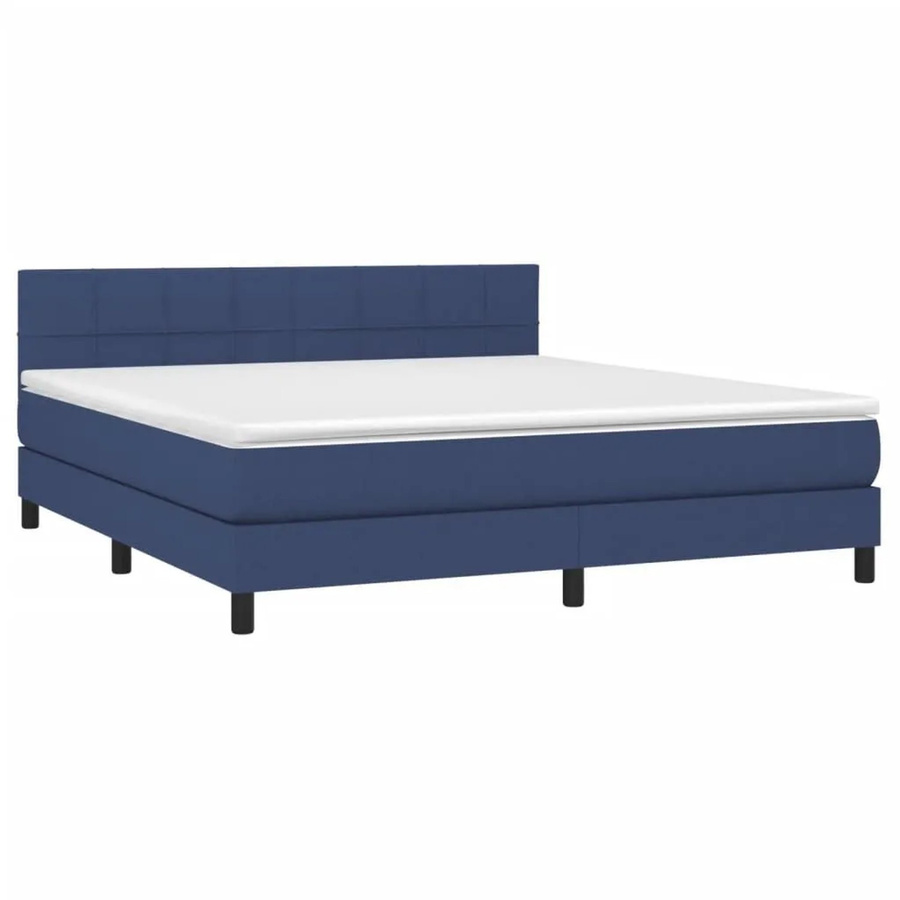 vidaXL Boxspringbett Hybrid mit Matratze und LED-Beleuchtung in Blau und Weiß, B/T/H: 180 x 200 x 78 cm - Bild 2