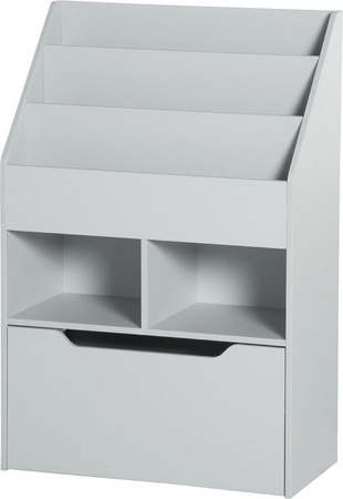 HOMCOM Bücherregal Multi-Rangement aus Holz in Grau mit 3 Regalen, 2 Fächern und einer großen Schublade