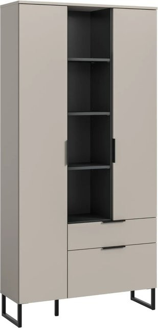 Stauraumschrank Morena von Inn.Furn in Kaschmir und Schwarz mit Soft-Close-Türen, Breite: 90 cm, Tiefe: 37 cm, Höhe: 192 cm - Bild 1