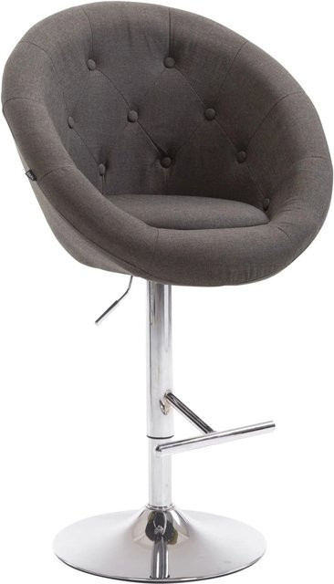 DELUKE Barhocker PENOR in Dunkelgrau mit silbernem Fuß, höhenverstellbarer Barstuhl mit Lehne und 360-Grad-Drehfunktion, B/T/H: 65 x 57 x 107 cm - Bild 1
