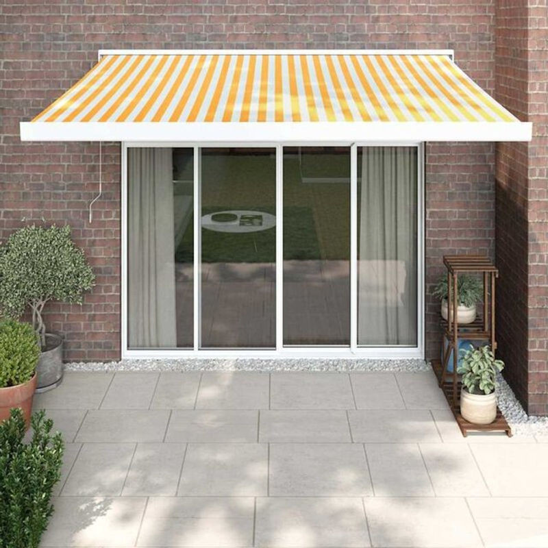 Vidaxl Markise einziehbar aus Aluminium und Polyester in Gelb und Weiß B: 3 m, T: 2,5 m - Bild 1