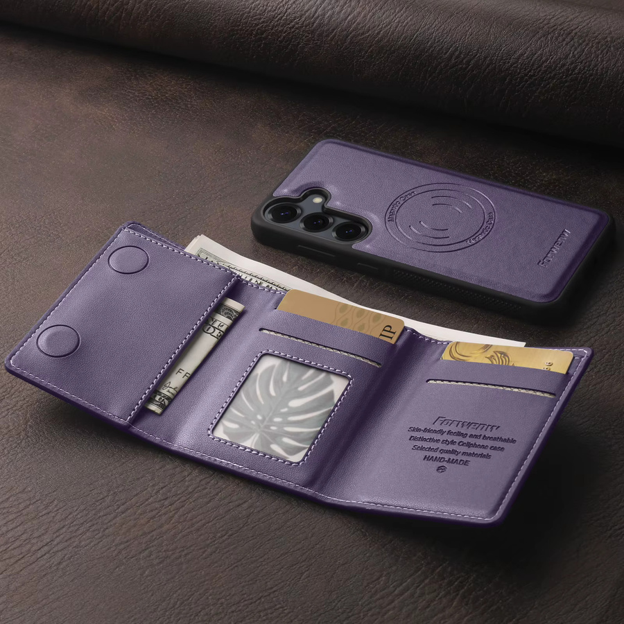 MagSafe Magnetische Luxus Brieftasche Handyhülle für Samsung Galaxy A15 A25 A35 A55 A16 A36 A57 A17 in Purple - Bild 1