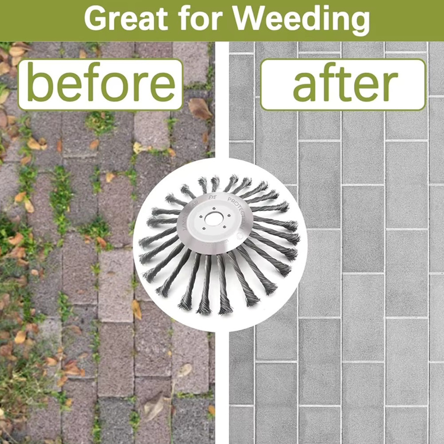Universal Unkrautbürsten Kopf aus Stahldraht für Rasenmäher und Gras-Trimmer in Silber - Bild 6