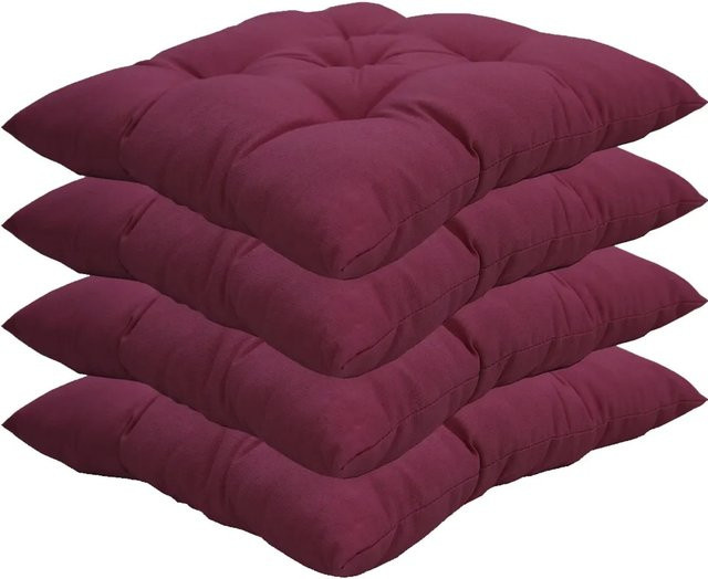 NYVI Stuhlkissen Genua 4er Set, gesteppt und UV-beständig, Farbe: Beere, B/T: 38 x 38 cm - Bild 1