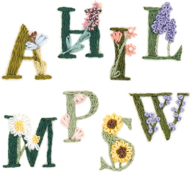 Rico Design Stick and Stitch Stickpackung Blumenalphabet vorgezeichnet in Bunt - Bild 1