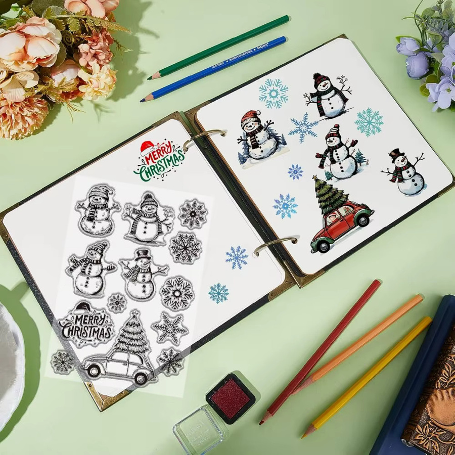 Wiederverwendbarer Silikon-Stempel Merry Christmas Snowman in Transparent für die Kartenherstellung - Bild 4