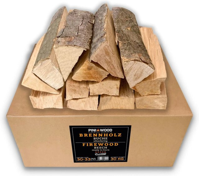 PINI Brennholz Buche ofenfertig 30 kg mit einer Länge von ca. 30-33 cm für Kamin, Grill und Feuerschale - Bild 1