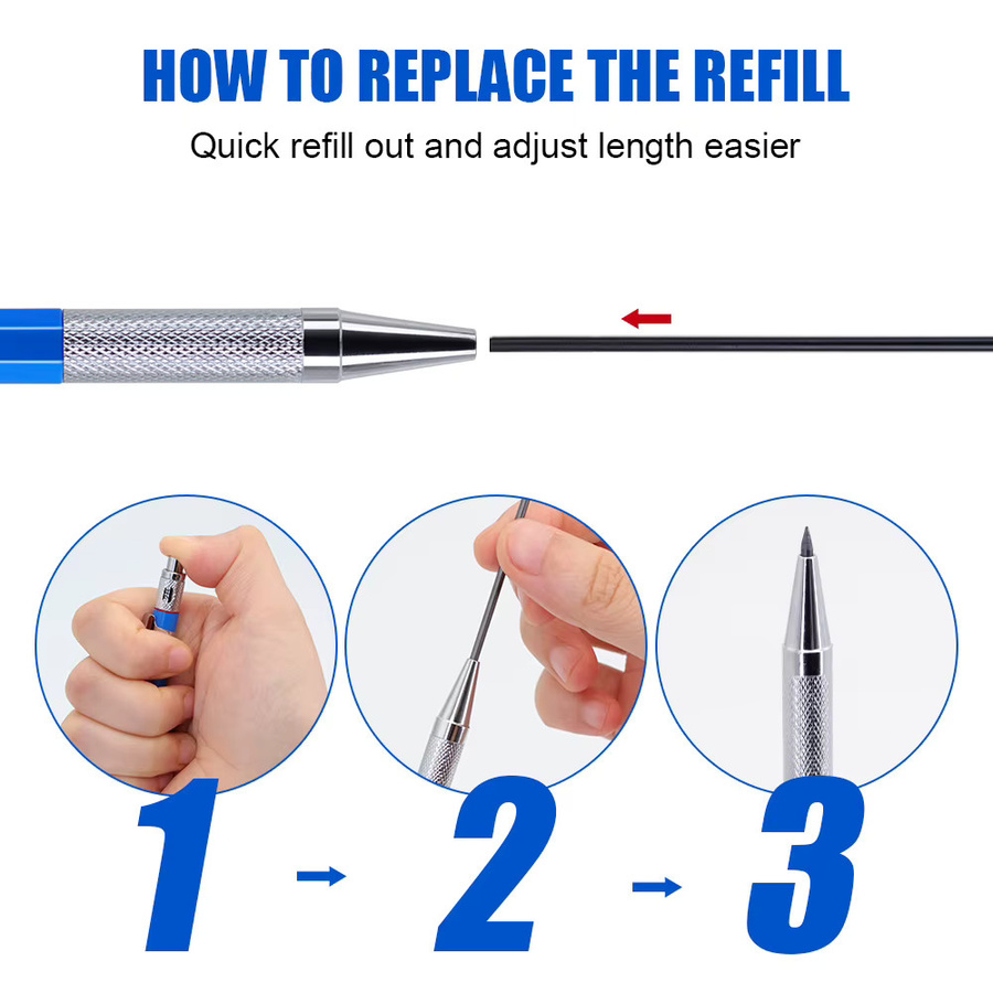 JOMPENS Metall-Druckbleistift in Blau mit 2,0 mm Graphitmine 2B für Kunst, Design und Schule - Bild 4