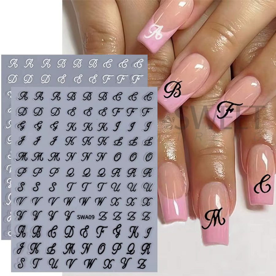 SWEET TREND Nagelaufkleber, Englische Buchstaben Gotik-Stil, Glänzend, 4 Stück - Bild 3