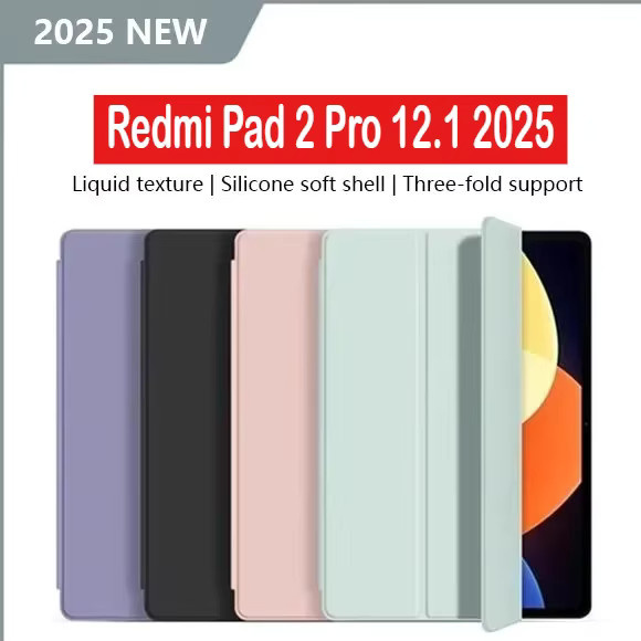 Xiaomi PU Trifold Flip Flüssigsilikonhülle für Redmi Pad Pro, Pad SE und Pad 2 in Grün - Bild 2