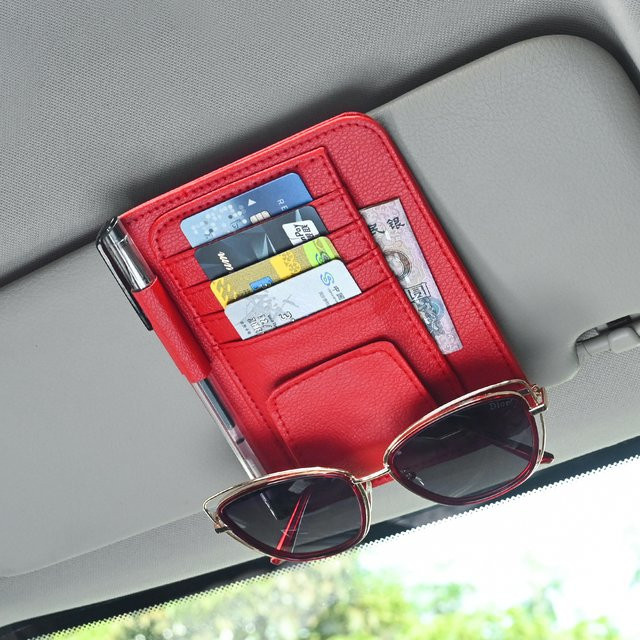 JFBONIN Auto-Sonnenblenden-Organizer mit Mehrfach-Taschen zur Aufbewahrung von Karten und Brillen in kratzfester Ausführung - Bild 1