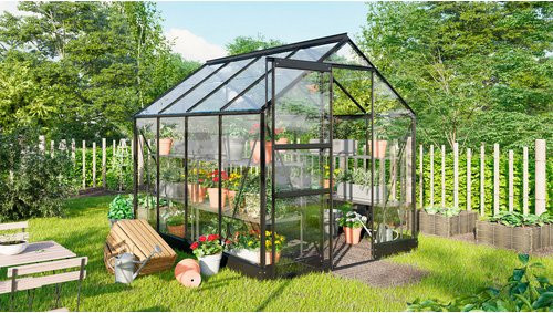 Vitavia Gewächshaus Eris 5000 in Schwarz mit ESG-Glas und Polycarbonat, B: 195,0 cm, H: 207,4 cm, T: 261,0 cm - Bild 1